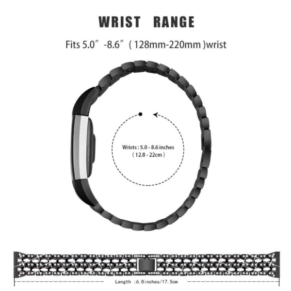 strass décor klockarmband för Fitbit Charge 2 - svart Svart