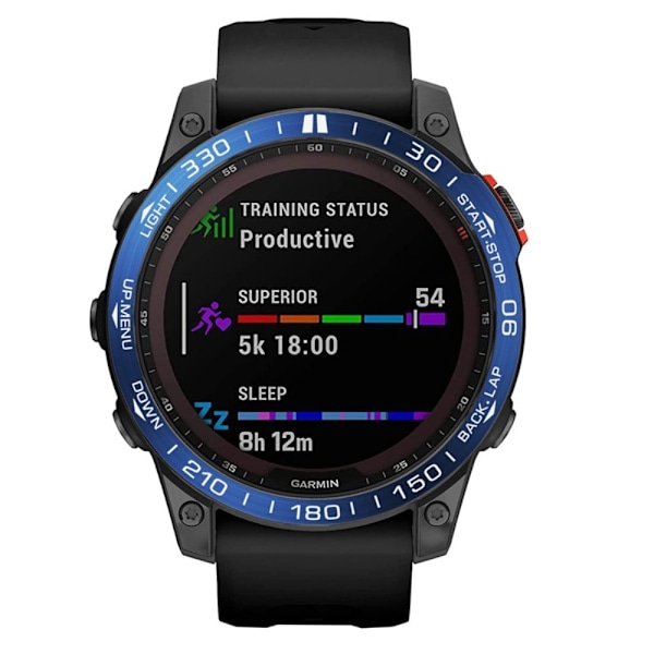 Garmin Fenix 7X ring i rustfrit stål - Blå Ring Med Hvide Bogstaver Blue