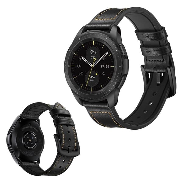 Samsung Galaxy Watch (42mm) læder Læder Urrem - Sort Black