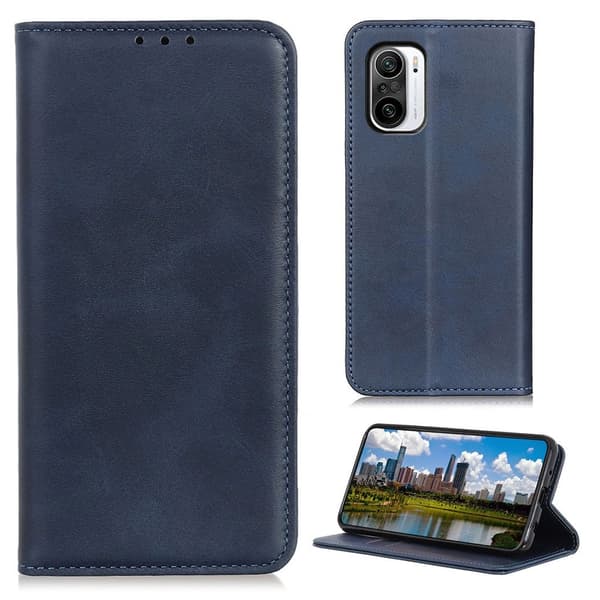 Wallet-style ægte Læder Flipcase til Xiaomi Mi 11i / K40 / Poco F3 - Blå Blue