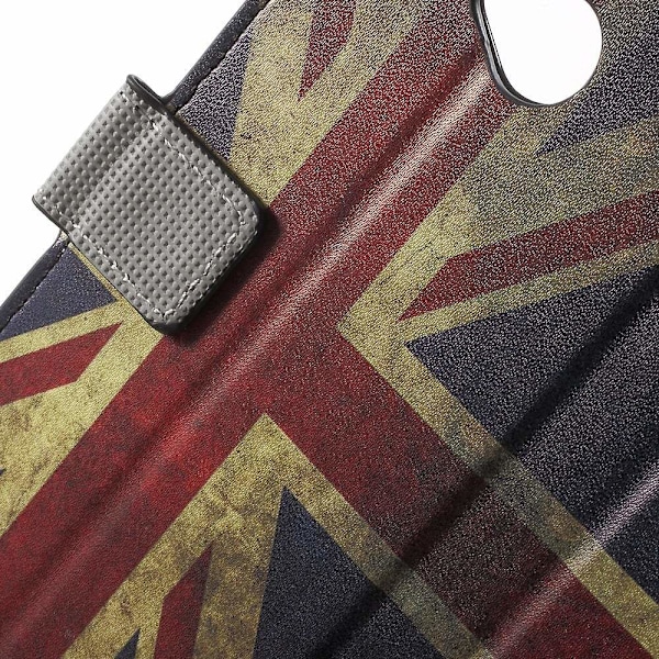 Moberg Microsoft Lumia 650 Nahkakotelo Lompakko Standillä - Vanhanaikainen Britannian Lippu Multicolor