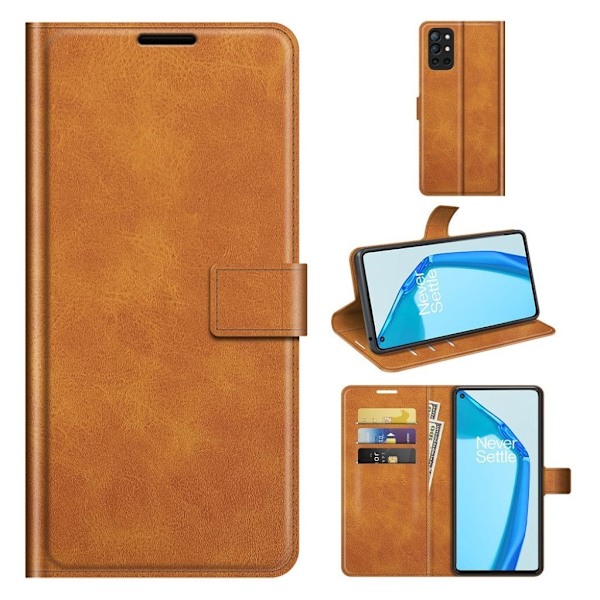 Wallet-style Lær Etui til OnePlus 9R - Oransje Orange