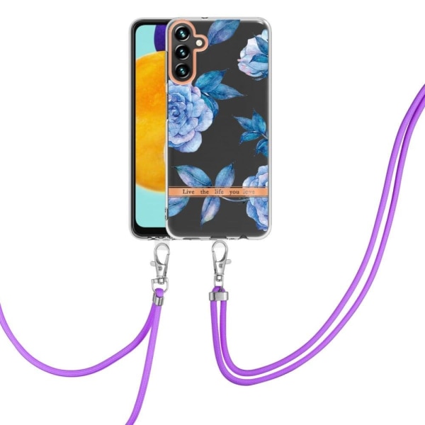 Slankt og holdbart softcover med lanyard til Samsung Galaxy A13 5G - Blå Pæon Blue