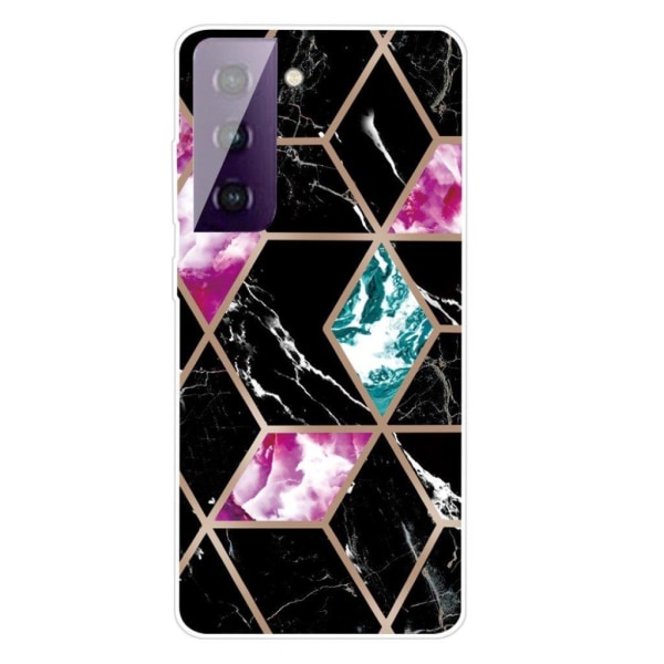 Marble Samsung Galaxy S21 FE Etui - Tile Of Black / Cyan / Rose Multicolor