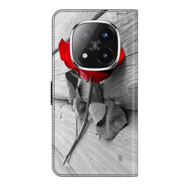 Xiaomi Redmi Note 14 Pro+ 5G Fodral Magnetiskt lås 3D-mönster Läder Plånbok Telefonskal - Ros Röd