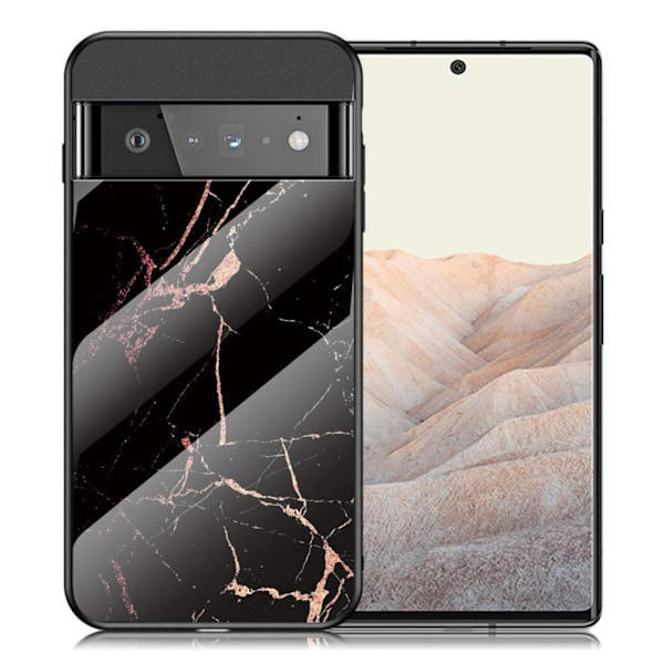 Fantasy Marble Google Pixel 6 Pro deksel - Gull Svart Marmor Black