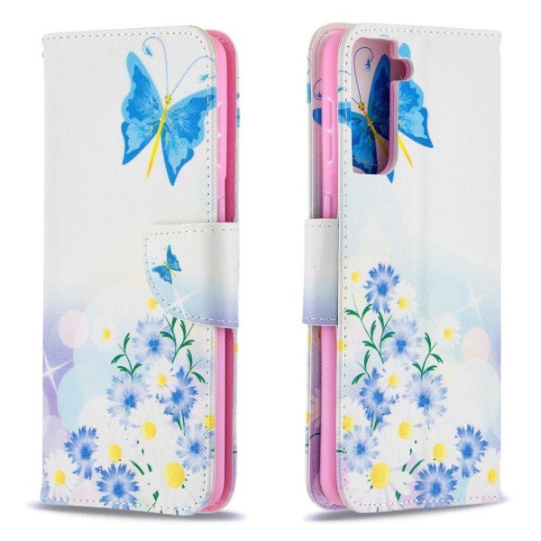 Wonderland Samsung Galaxy S21 Plus flip etui - sommerfugl og blomster Multicolor