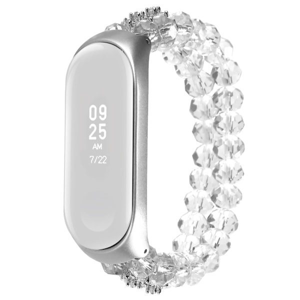 Xiaomi Mi Smart Band 4 / 3 klockarmband med kristallpärlor - Vit Vit