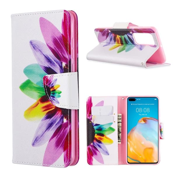 Wonderland Huawei P40 flip kotelot - Värikäs Terälehdet Multicolor