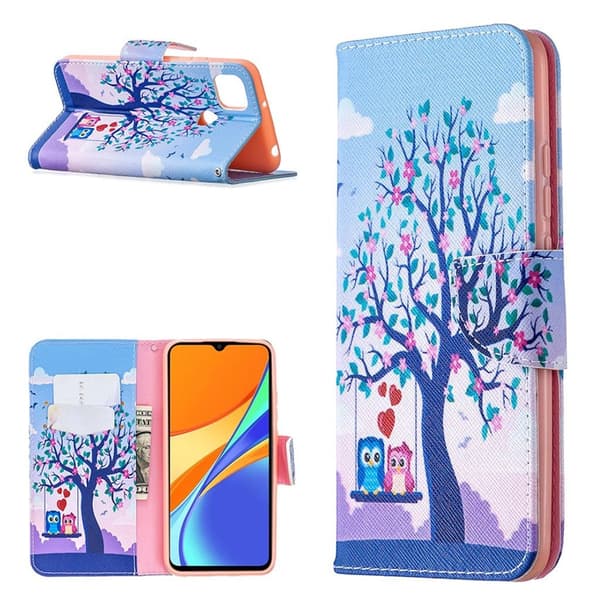 Wonderland Xiaomi Redmi 9C Flippetui - Ugle på The Tre Multicolor