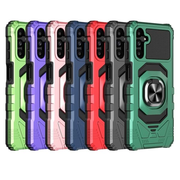 Slidstærkt Samsung Galaxy A14 cover i hård plast med blød inderside og kickstand - Sort Black