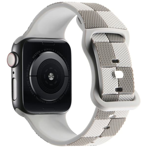 Apple Watch Series 49mm - 45mm - 44mm - 42mm Checkerboard silikonbånd - Lysegrå Silver grey