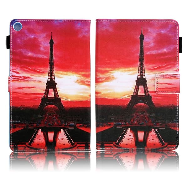 Samsung Galaxy Tab A 8.0 (2019) Elegant Mønstret Lær Flippetui - Tower Red