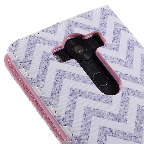 Ancher LG V10 Kortholderetui av lær - Chevron og smil Pink
