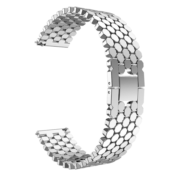 22 mm universalarmband i rostfritt stål i bikakemodell - Silver Silvergrå