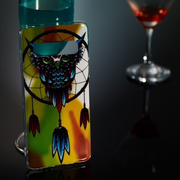 Samsung Galaxy s10 Selvlysende Etui Med Mønster - Drømmefanger Med Ugle Multicolor