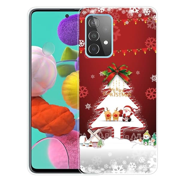 Julfodral till Samsung Galaxy A13 4G - Julgran Och Snöflingor Röd