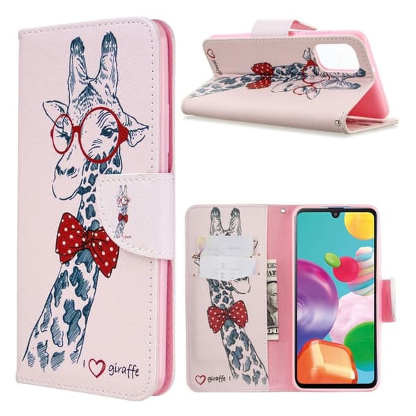 Wonderland Samsung Galaxy A41 veske - Søt sjiraff med briller Multicolor