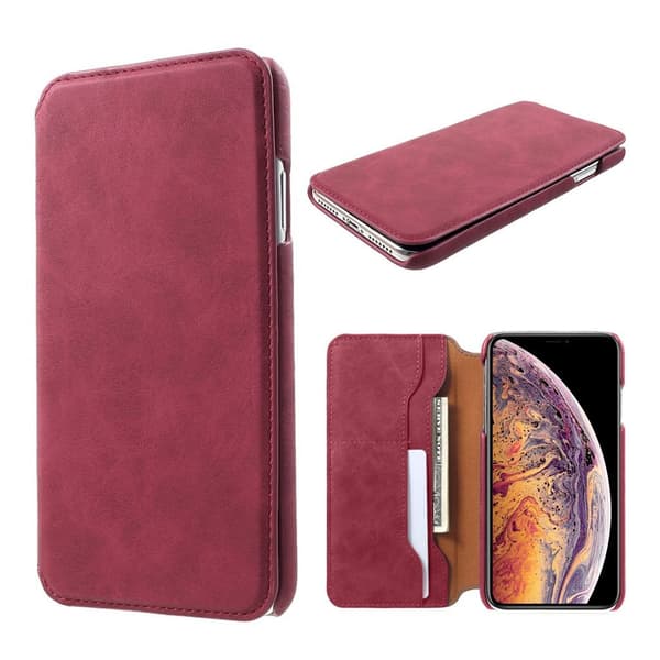iPhone 9 Plus Ohut Synteetti Nahkainen Flip- Lompakko Kotelosuoja - Punainen Red