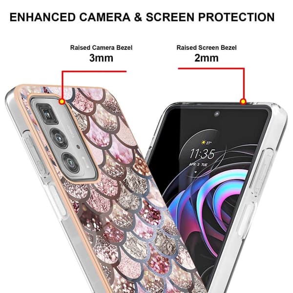 Marble Motorola Edge 20 Pro Suojakotelo - Pink Scales Multicolor