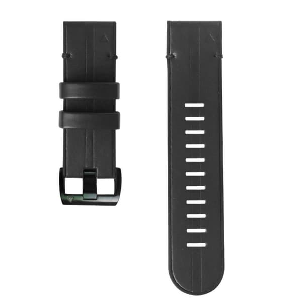 Garmin Fenix 6X / 5X Plus / 3 ægte læder + silikone urrem - Sort Black