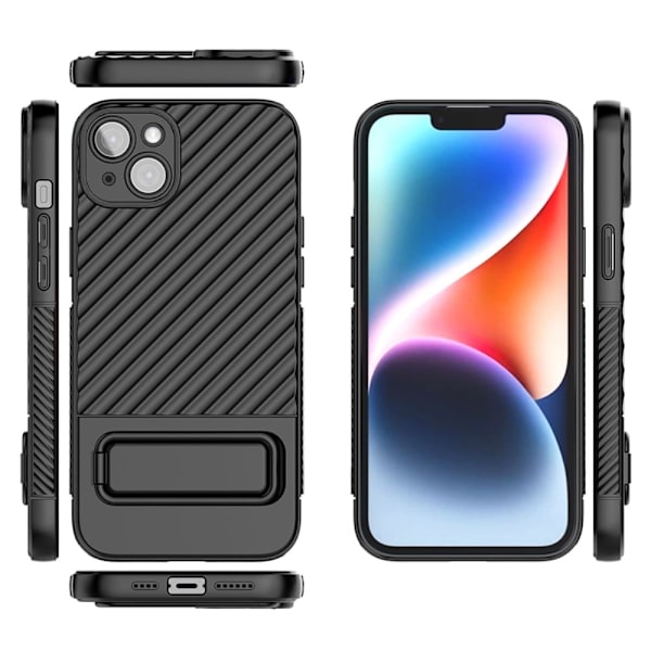 Skyddande reptåligt iPhone 14 skal med stativ - Silver/Grå Silvergrå
