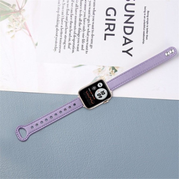 Aitoa naudannahkaa oleva ranneke Apple Watch Series 8 (45mm) / Watch Ultra - Vaaleanvioletti Purple