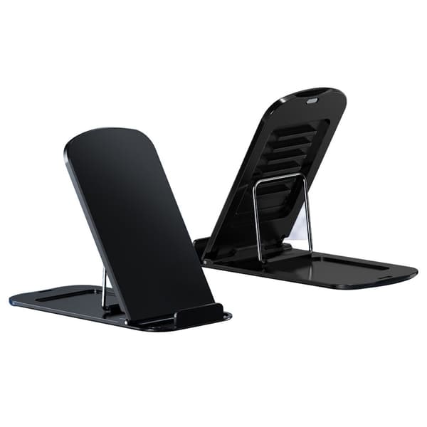 Universal sammenleggbar telefonholder i aluminiumslegering - Svart Black