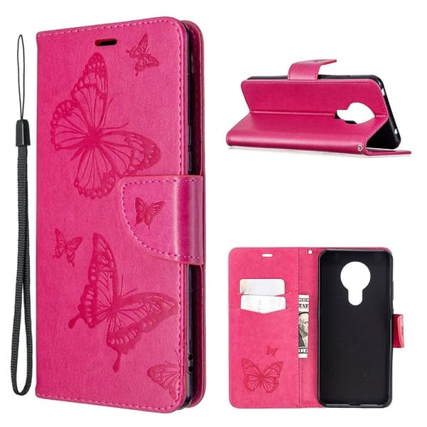 Butterfly Nokia 5.3 skinnveske - Rose Pink
