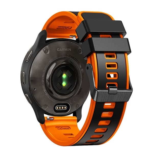 22 mm universellt dubbelfärgat silikonband - Svart / Orange Orange