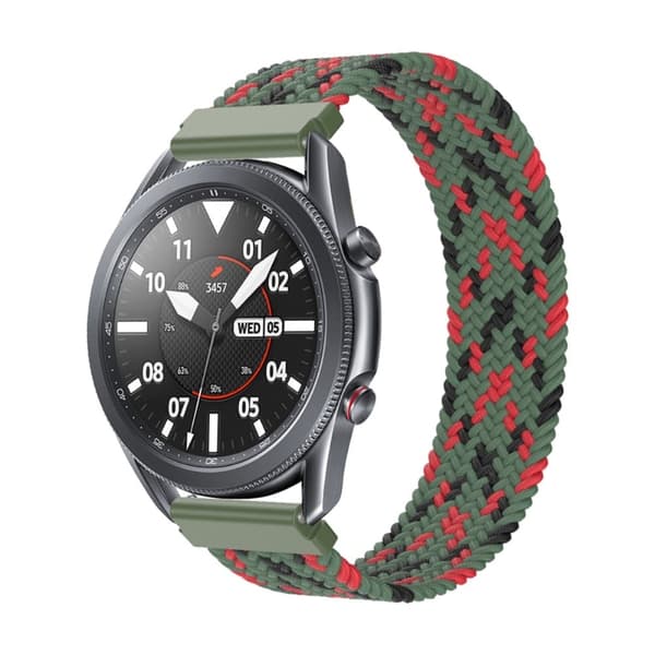 Elastinen nailon kellohihna Samsung Galaxy Watch 4:lle - Musta / Vihreä / Punainen Koko: L Multicolor
