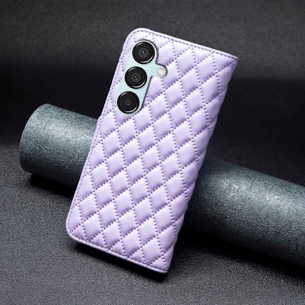 Rombemønster, matt flip-deksel for Samsung Galaxy M15 - Lilla Purple