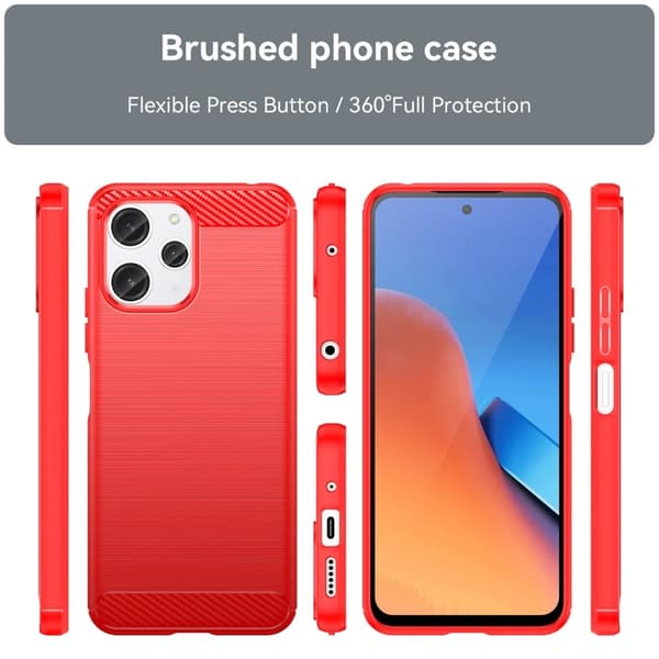 Carbon Flex Suojakotelo Xiaomi Redmi 12 - Punainen Red
