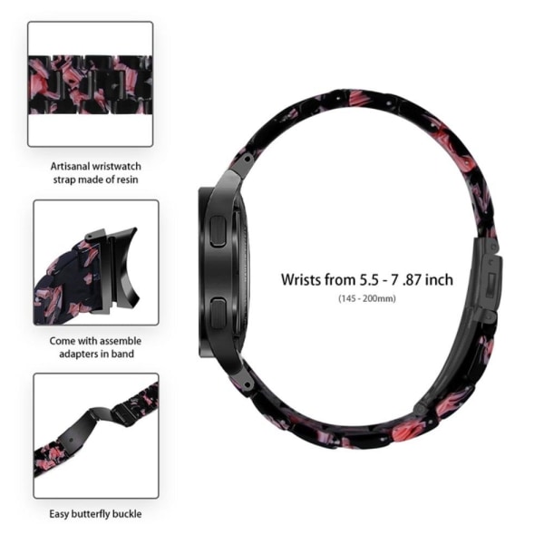 Samsung Galaxy Watch 5 / 5 Pro / 4 klockarmband i resinstil - Svart / Rosa Svart