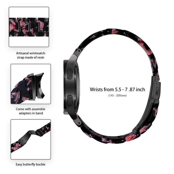 Samsung Galaxy Watch 5 / 5 Pro / 4 urrem i resin-stil - Sort / Lyserød Black