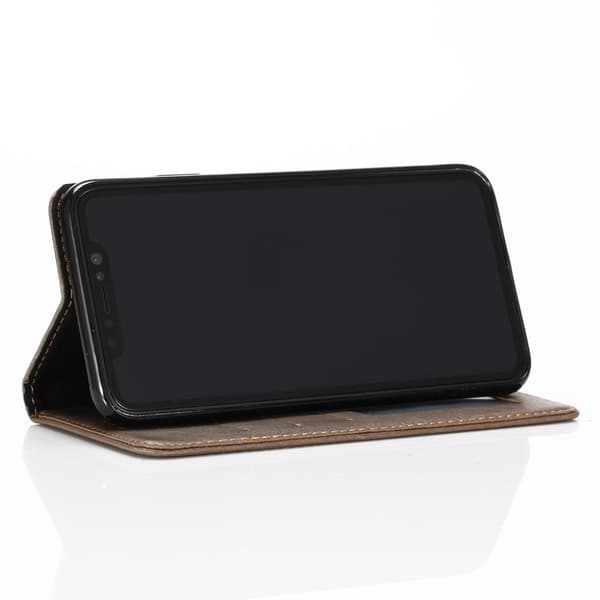 iPhone 9 Plus mobilfodral syntetläder silikon stående plånbok - Kaffe Brun