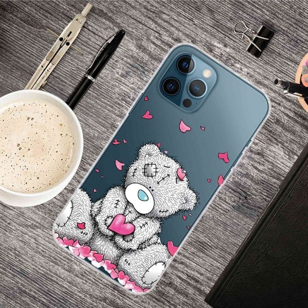 Deco iPhone 14 Pro Max deksel - Kjærlighetshjerte / Bjørn Silver grey