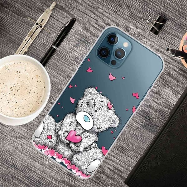 Deco iPhone 14 Pro Max skal - Kärlekshjärta / Björn Silvergrå
