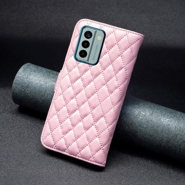 Rhombus mat Nokia G22 flip etui - Pink Pink