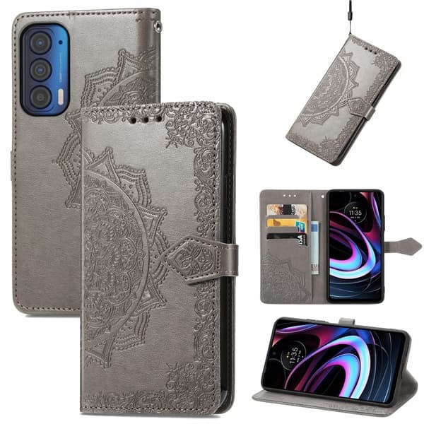 Mandala Motorola Edge (2021) Läppäkotelo - Harmaa Silver grey