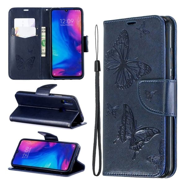 Butterfly läder Xiaomi Redmi Note 7 / Xiaomi Redmi Note 7S / Xiaomi Redmi Note 7 Pro fodral - Blå Blå