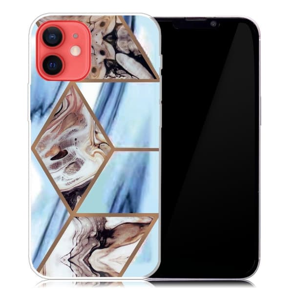 Marmordesign iPhone 13 Mini deksel - Himmelblå Og Brun Marmor Multicolor