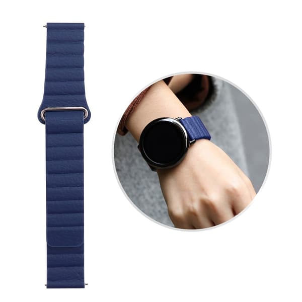 Garmin Vivomove 3S klockarmband i äkta läder - Mörkblå Blå