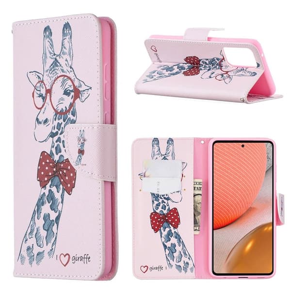 Wonderland Samsung Galaxy A72 5G Flip etui - Giraf Multicolor