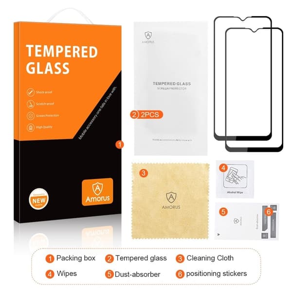 2 Pcs Amorus Extra Strong Grall Skärmskydd till Samsung Galaxy M23 Transparent