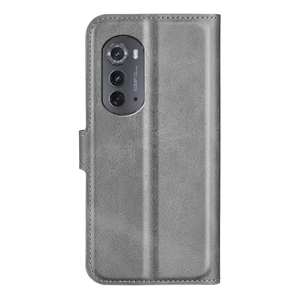 Hållbart konstläder Motorola Moto Edge 2022 fodral med plånbok - Silver/Grå Silvergrå