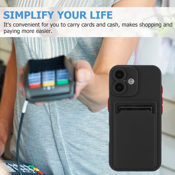 iPhone 16 kuori korttipaikalla - Musta Black