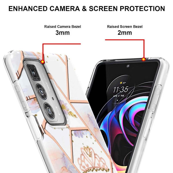 Marble Motorola Edge 20 Pro Etui - Krone Multicolor