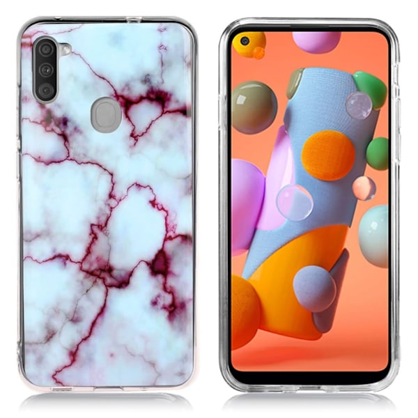 Marmormotiv Samsung Galaxy A11 skal - Ros / Vit Vit