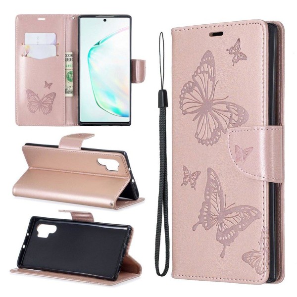 Butterfly Samsung Galaxy Note 10 Pro koetlot - Ruusukulta Pink